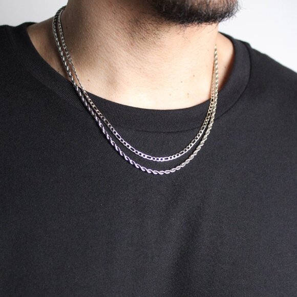 Silver Chain Set - Figaro & Rope - Picture 3 of 4